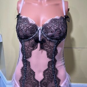 Victoria's Secret Black and Pink Lace Bra